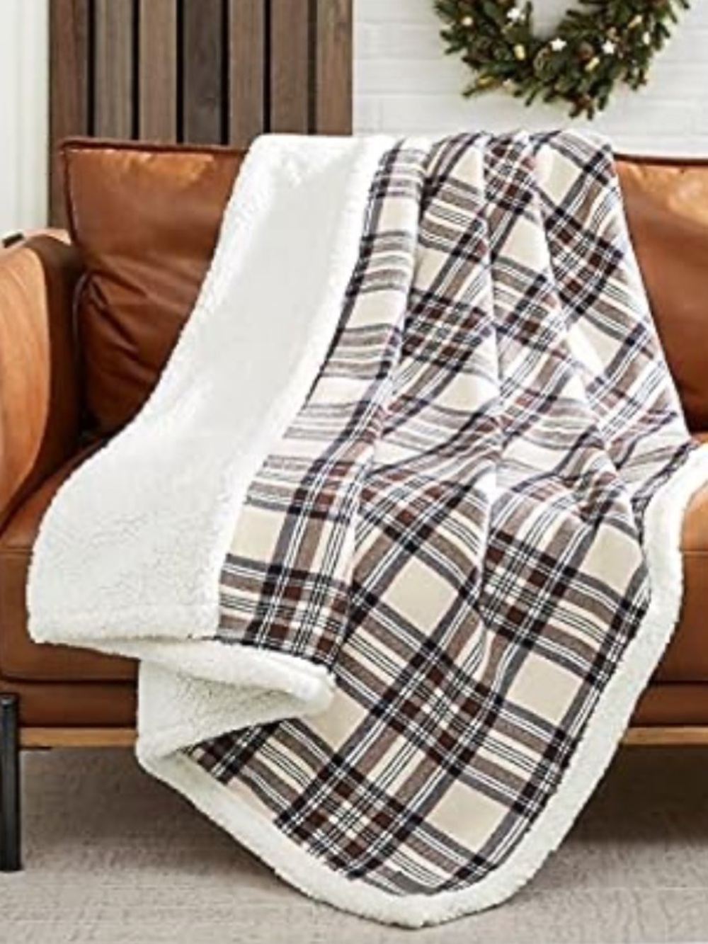 Eddie Bauer Edgewood Flannel Sherpa Throw Blanket - NEW